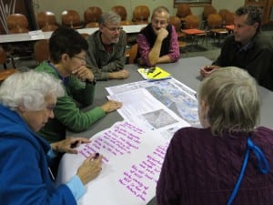 Citizen volunteers on the City's Non-Motorized Transportation Advisory Committee brainstorm ideas for improvements for Olympic Drive.