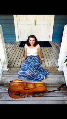 Catherine Edwards and her cello. Photo credit: Antonia Stoyanavich
