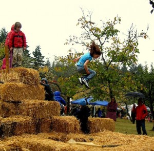 Hay bale jumping for the kids at a previous Harvest Fair