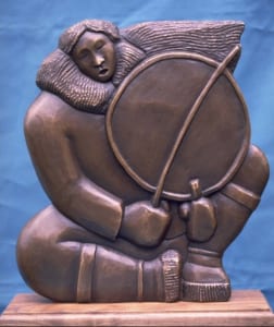 From the current BIMA show: Larry "Ulaaq" Ahvakana , Young Inupiat Drummer, In Relief; bronze