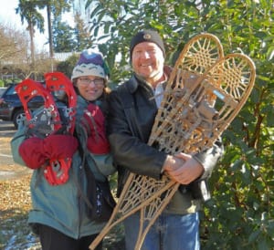 The library's Tressa Johnson and John Fossett, featured in this interview, prepare for Snowshoeing With Jeff!