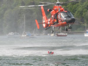 Rescuer jumping at demo at Waterfront Park Boat Show May 2007 (Medium)